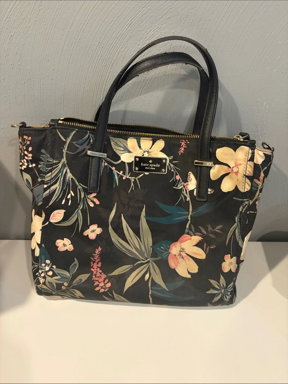 kate spade Wilson botanical satchel black floral print